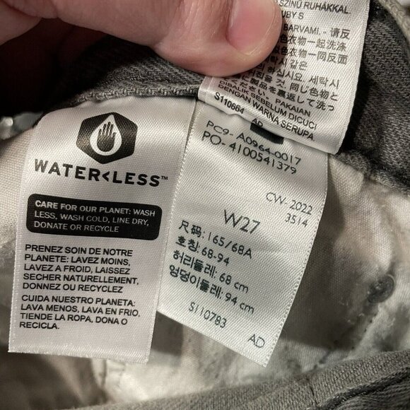 Levis Wmn 27 Gray Denim Splatter Hem Slouchy Mid Rise Low Pro Straight Jean NWOT - Picture 13 of 13